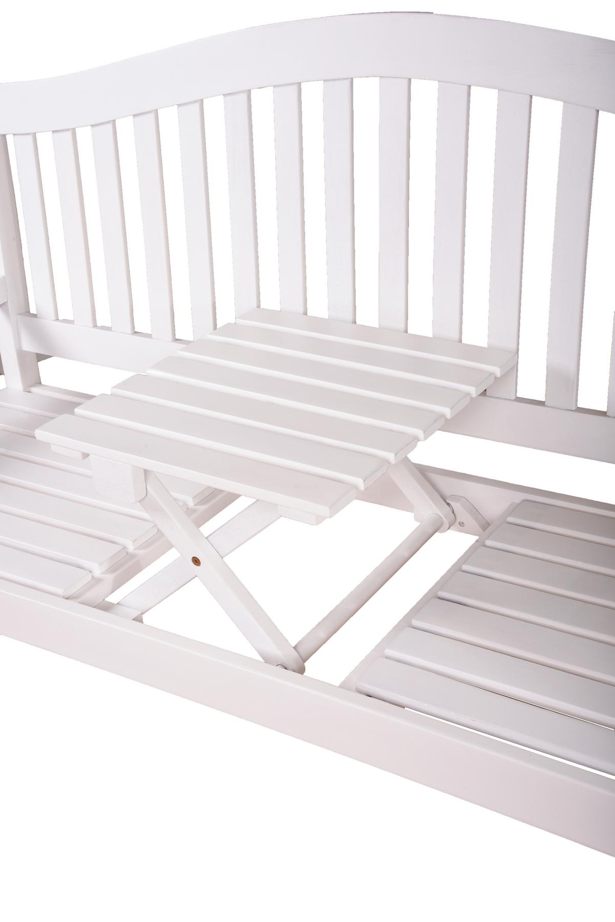 Gartenbank Singapur Weiß ca. 150x104x62 cm Holz - Eukalyptusholzfarben, Basics, Holz (150/104/62cm) - Gardenson