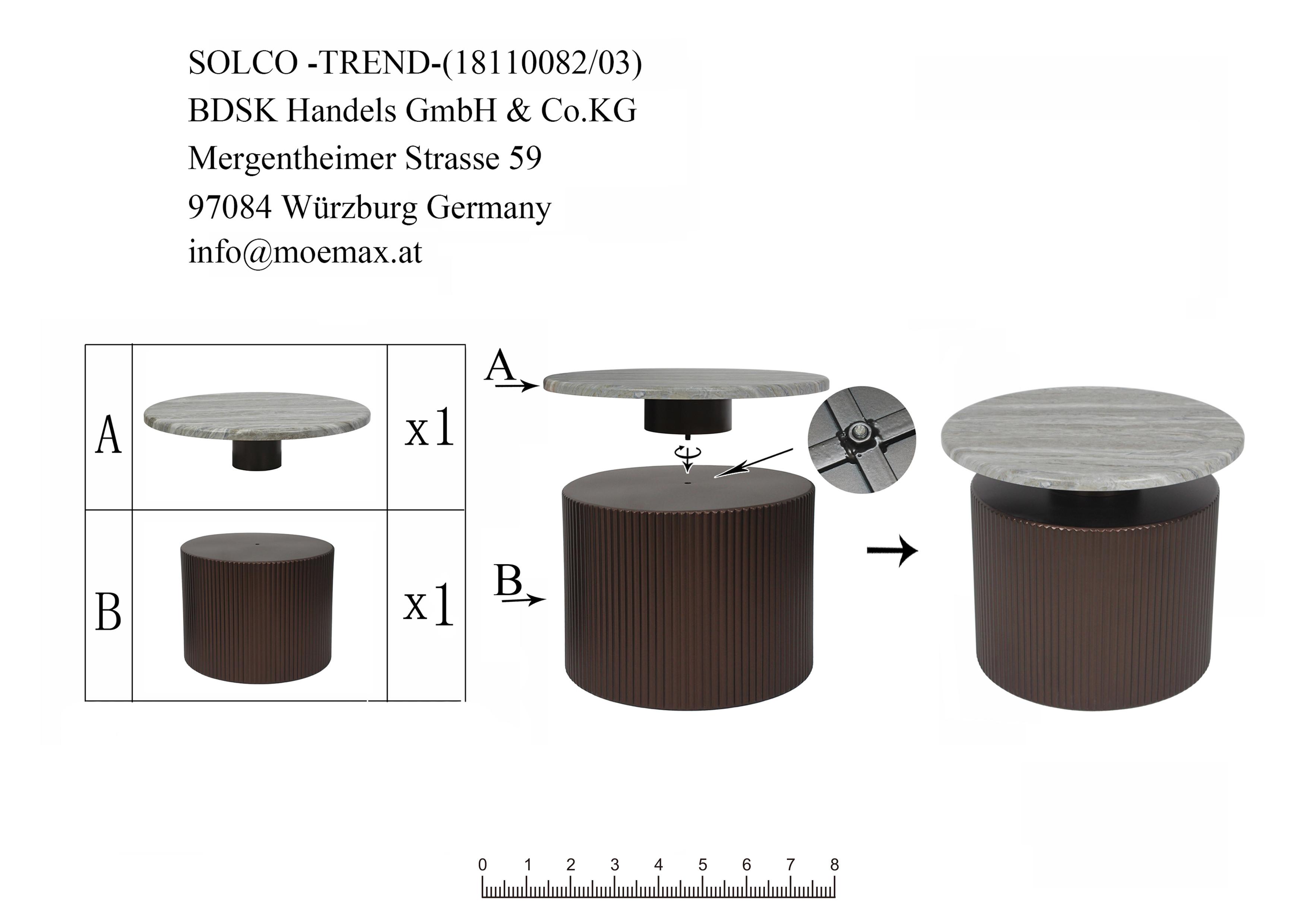 SOFFBORD SOLCO -TREND- - bronsfärgad/naturfärgad, Lifestyle, metall/trämaterial (46/41cm) - Premium Living
