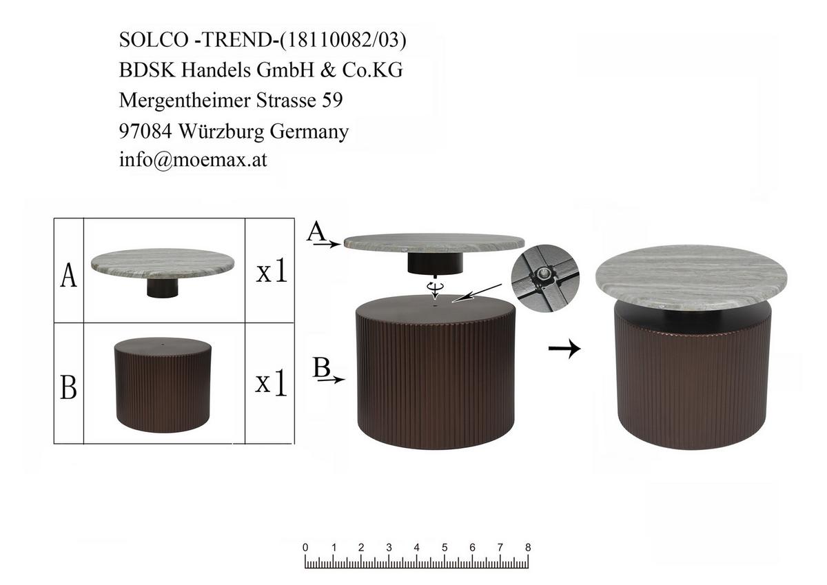 Stolić Solco - brončane boje/prirodne boje, Lifestyle, drvni materijal/metal (46/41cm) - Premium Living