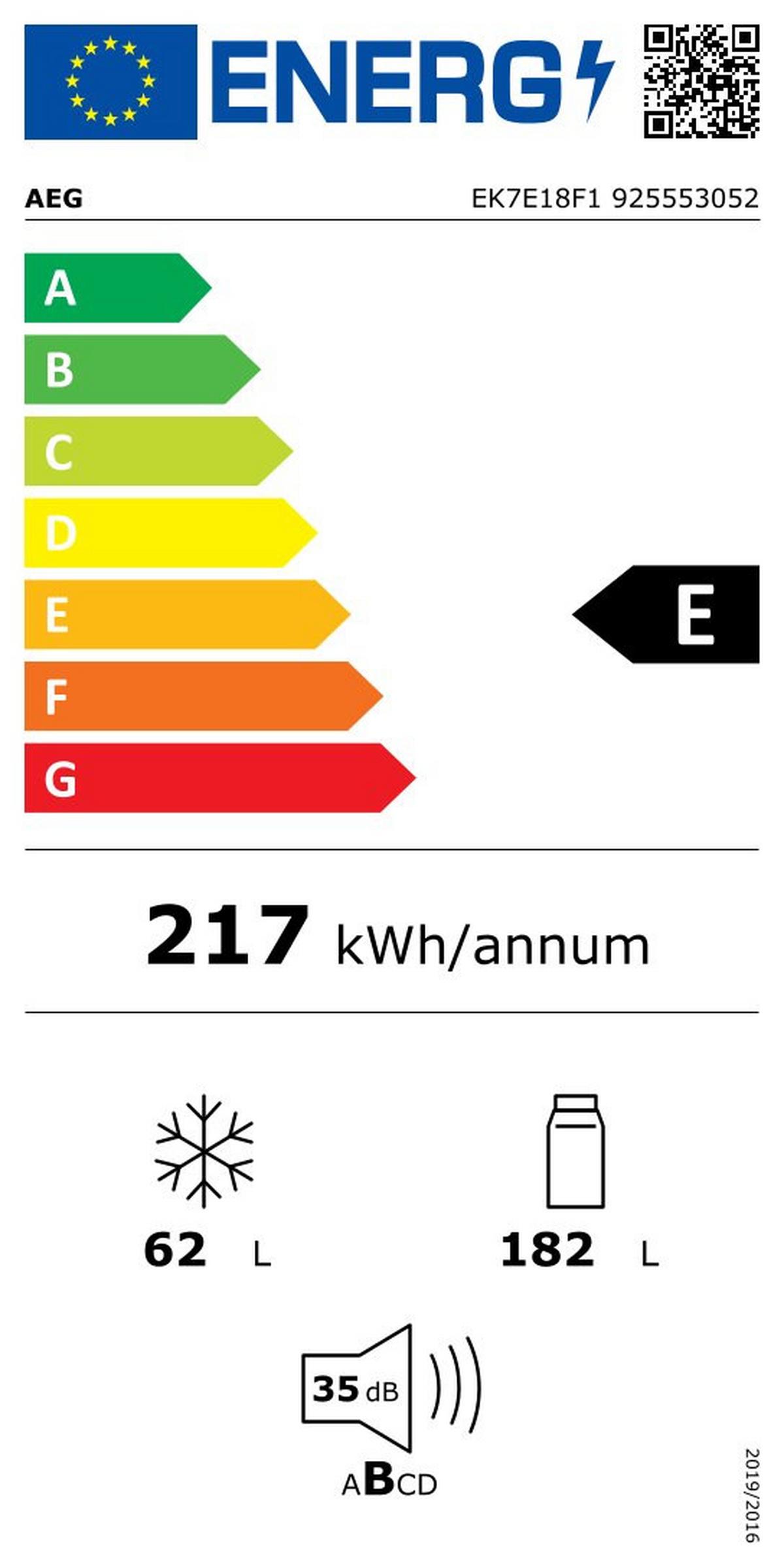 Kühl-Gefrier-Kombination EK7E18F1, Festtürtechnik - Weiß, MODERN (55,7/176,9/54,9cm) - AEG