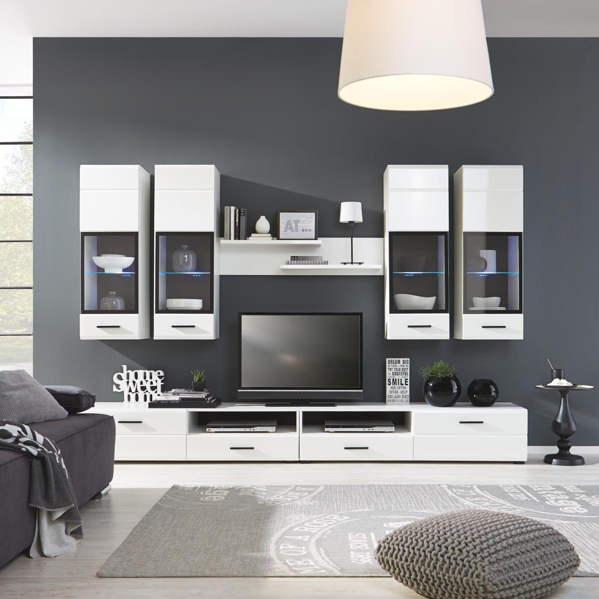 Dnevni Regal Attac 4, Bela, Črna, Led - črna/bela, Moderno, umetna masa/steklo (280/190/45cm) - Mömax
