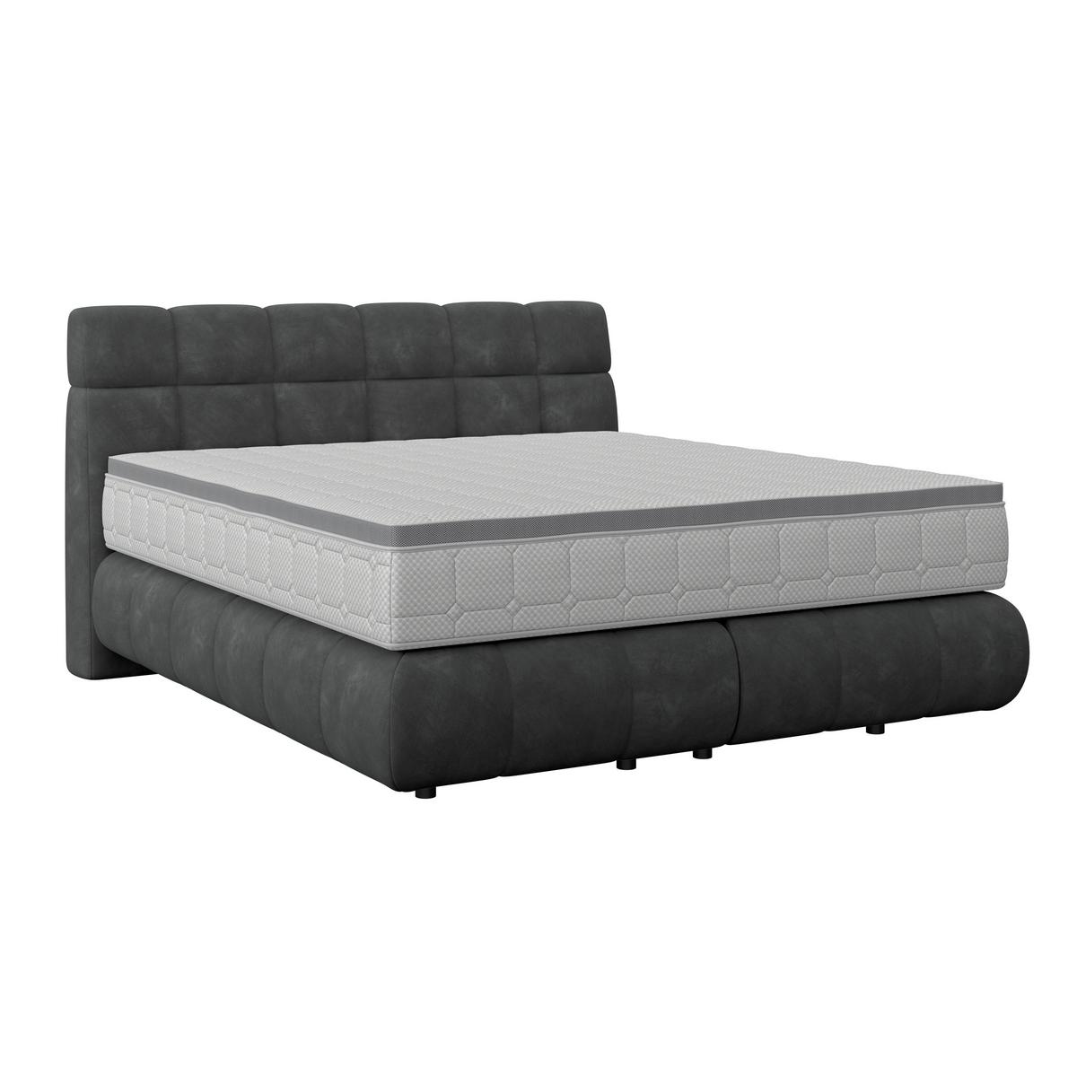 Boxspring Krevet Nobu - crna/antracit, Trend, drvo/tekstil (160/200cm) - Premium Living