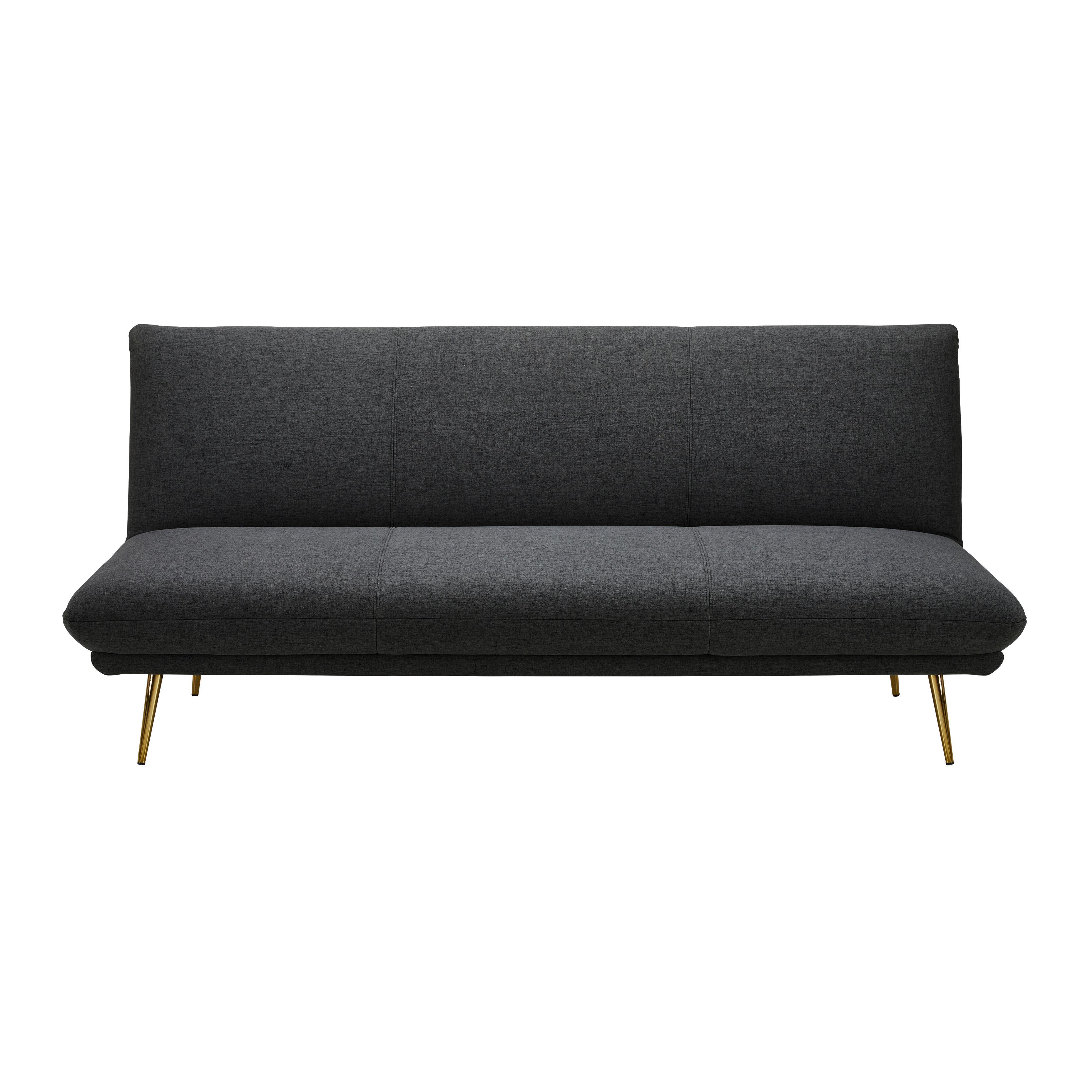 Schlafsofa Ben Dunkelgrau Webstoff - Dunkelgrau/Goldfarben, MODERN, Holz/Textil (186/82/85cm) - Bessagi Home