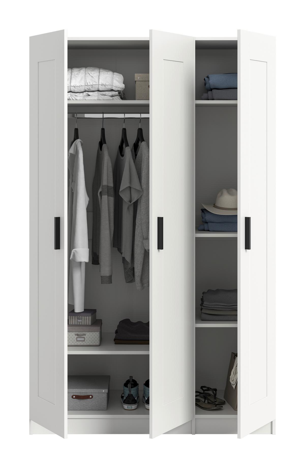 Drehtürenschrank Visby Weiß - Schwarz/Weiß, ROMANTIK / LANDHAUS, Holzwerkstoff/Kunststoff (120/195/56cm) - Livetastic