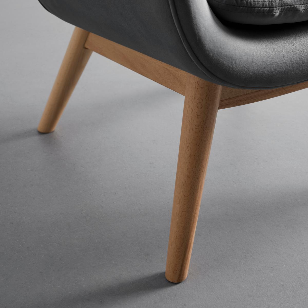 Relaxsessel Felia ca. 71x92,5x79 cm Samt Grau - Buchefarben/Grau, MODERN, Holz/Textil (71/92,5/79cm) - Bessagi Home