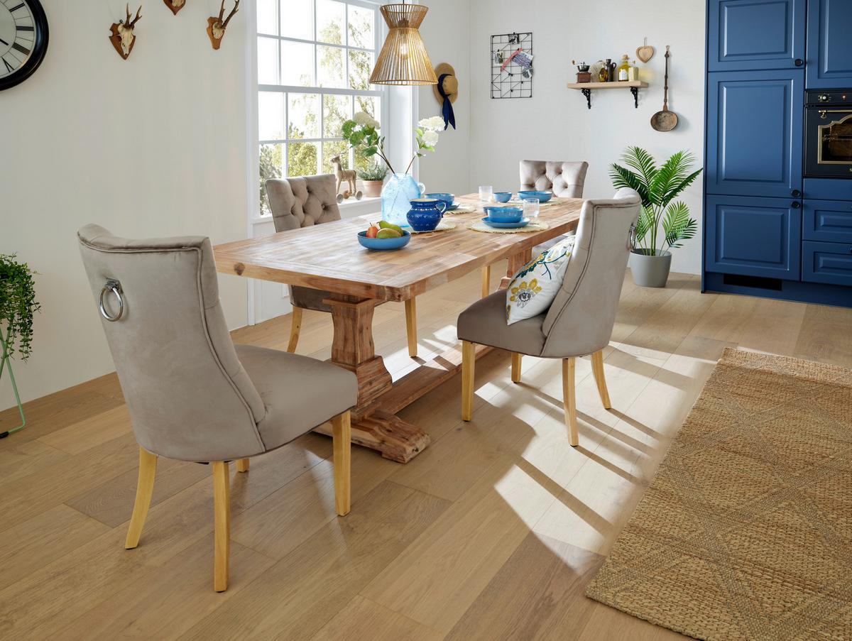 Stuhl Joleen aus Samt in Taupe - Taupe/Naturfarben, Lifestyle, Holz/Textil (55/97/64cm) - Mömax