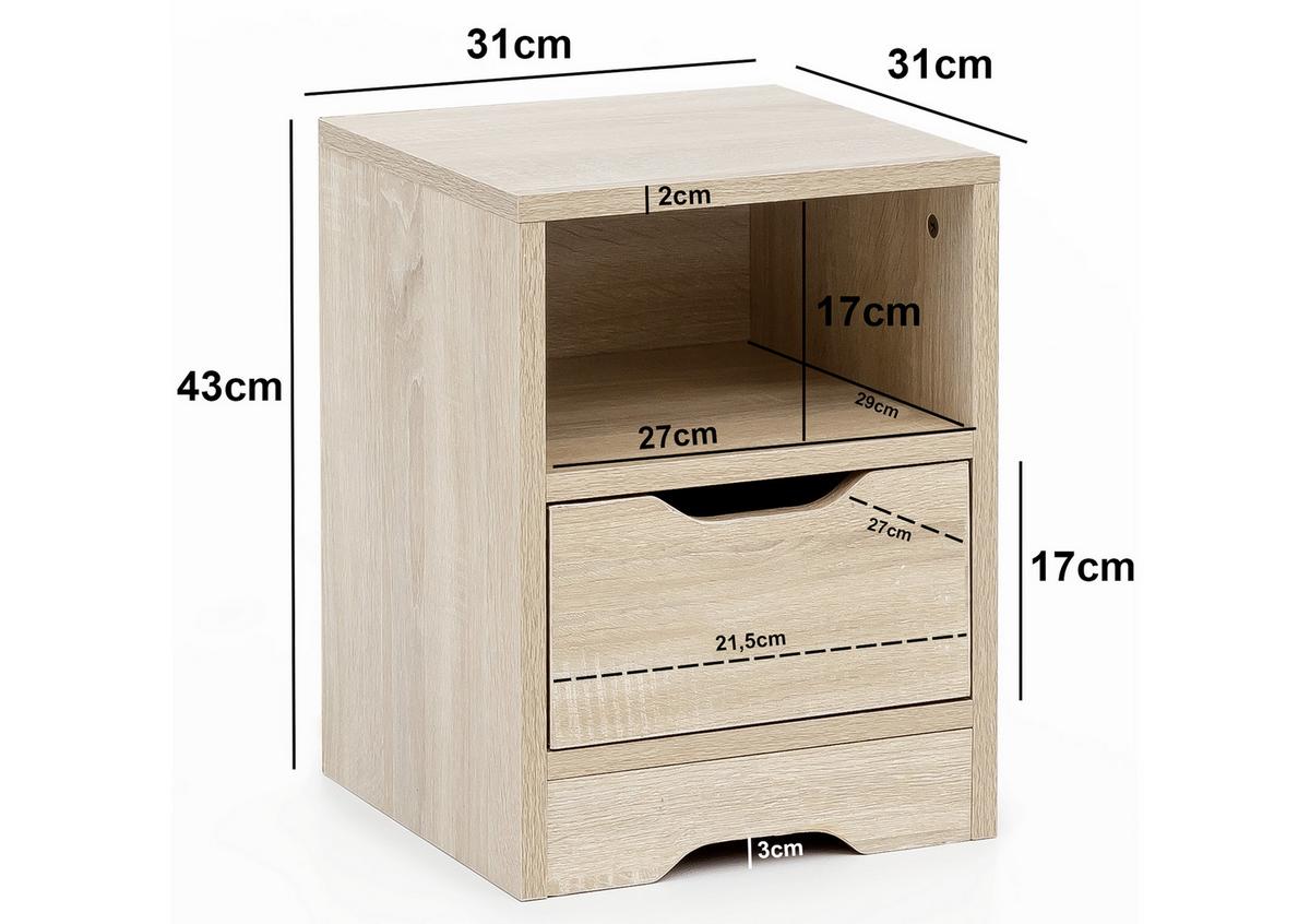 Nočna Omarica Wl5.701, Hrast - barve hrasta, Moderno, leseni material (31/43/31cm) - MID.YOU