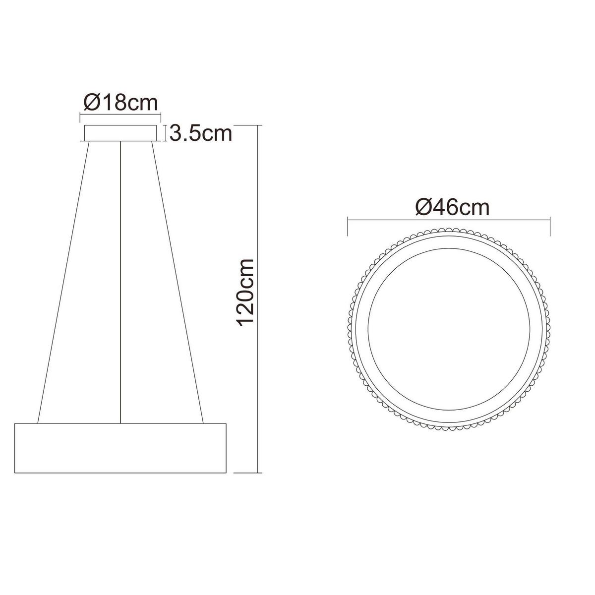 LED-HÄNGELEUCHTE 15924S KEMP - Weiss/Schwarz, Basics, Kunststoff/Metall (46/12cm) - Globo