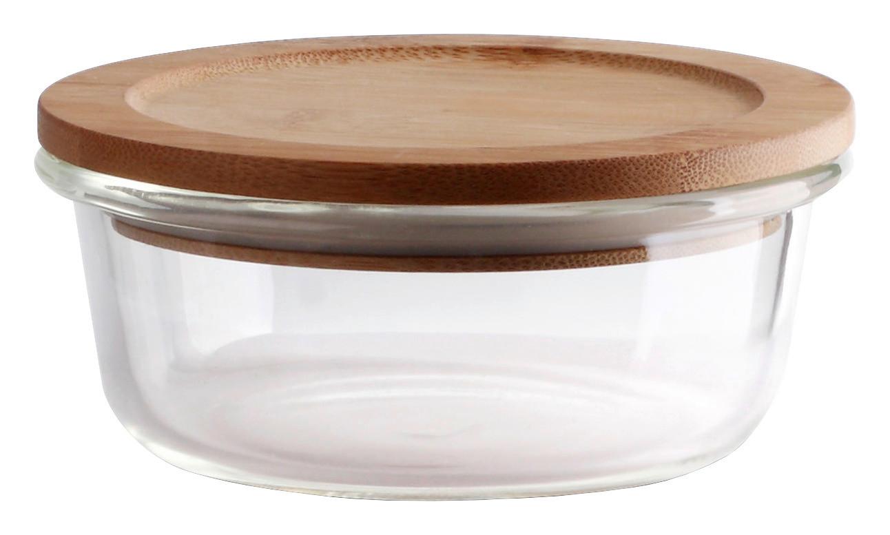 pojemnik na żywność ANNEGRET - naturalny/przejrzysty, drewno/szkło (15/6,6cm) - Zandiara