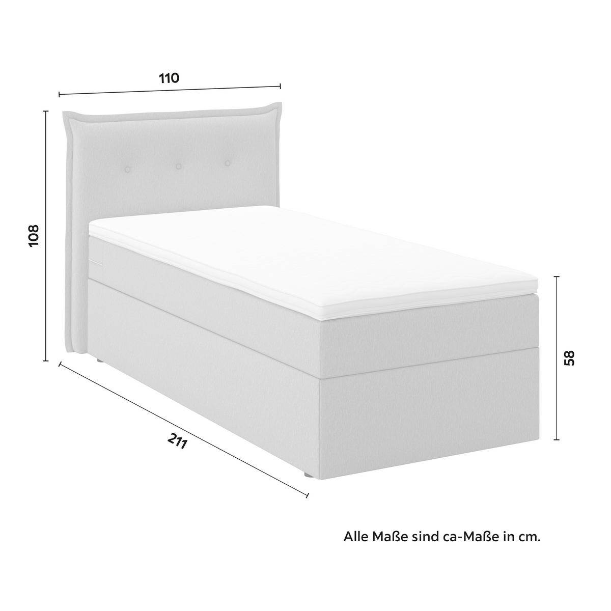 Boxbett Polo ca. 90x200 cm Grau mit Topper - Schwarz/Grau, MODERN, Holz/Kunststoff (90/200cm) - Bessagi Home