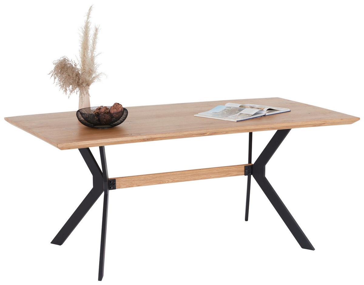 Jedilna Miza Rupert, Hrast, Črna - črna/barve hrasta, Moderno, kovina/leseni material (180/76/90cm)