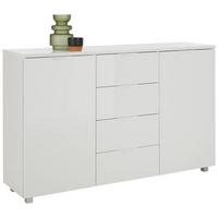 Sideboard Roy in Weiss Hochglanz - Silberfarben/Weiß, MODERN, Holzwerkstoff/Kunststoff (150/95/38cm) - Mömax