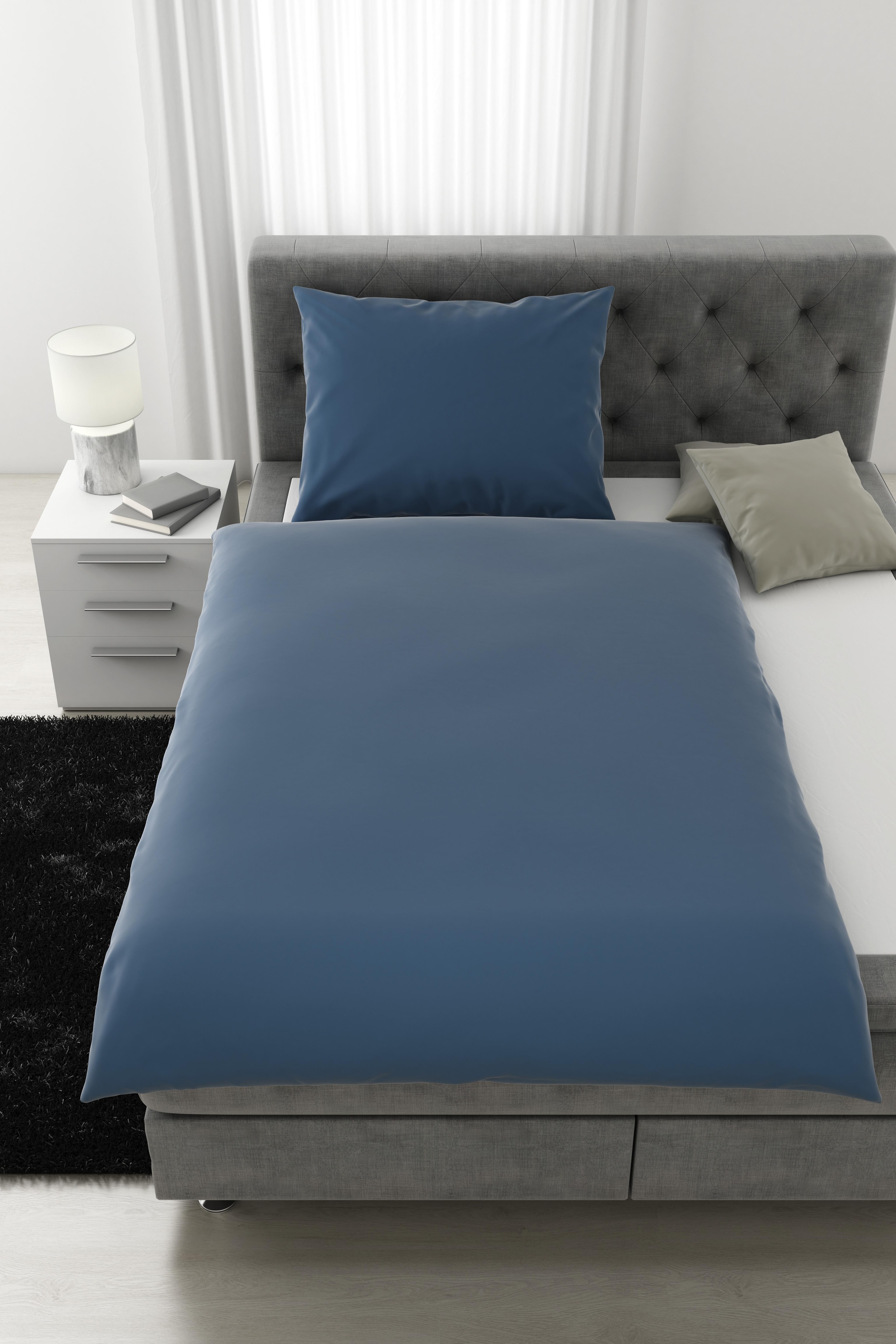 Lenjerie de pat Alex Uni - albastru, Modern, textil (140/200cm) - Premium Living