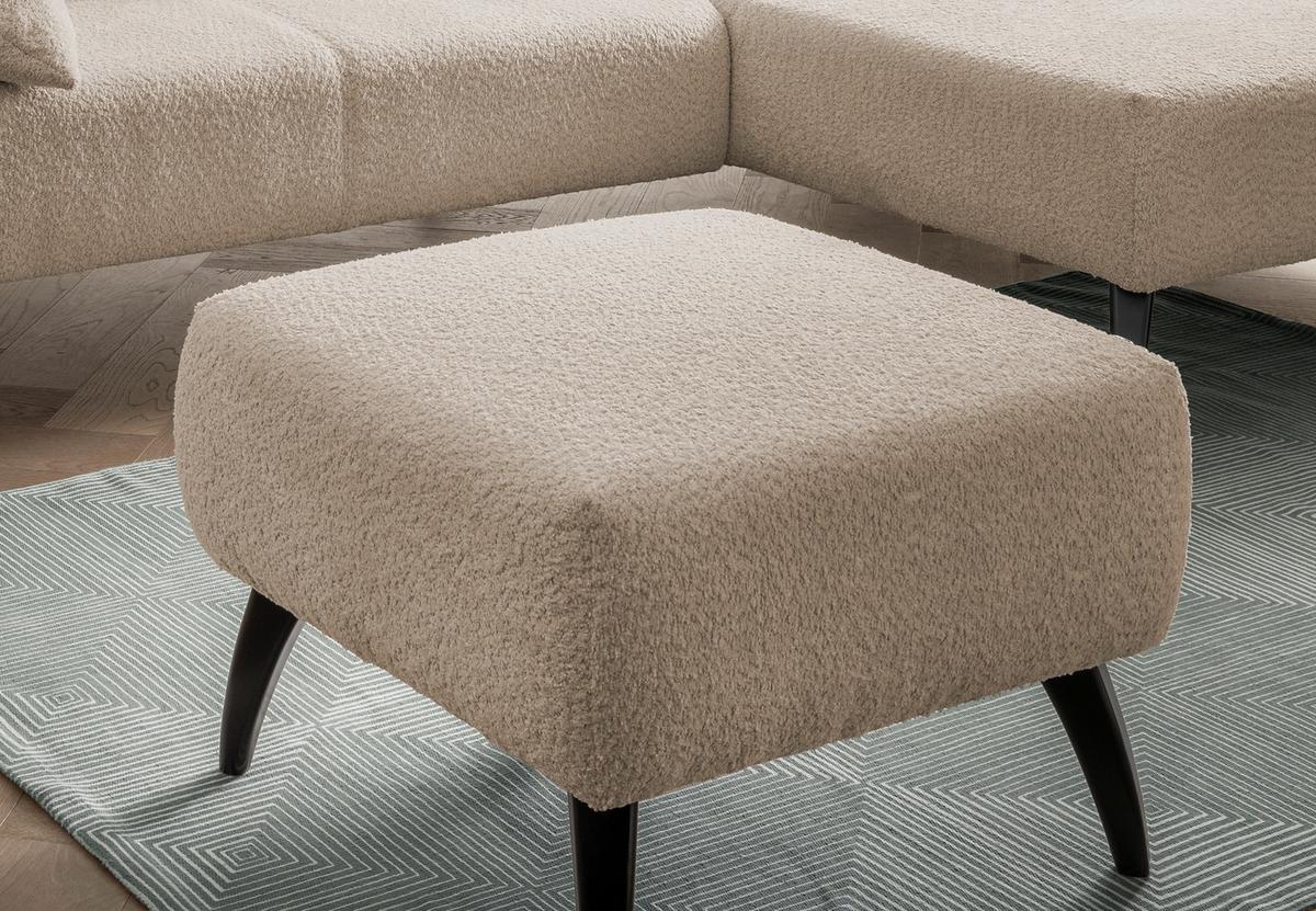 Hocker Colori Beige Bouclé - Beige/Schwarz, MODERN, Holz/Textil (66/44/66cm) - MID.YOU