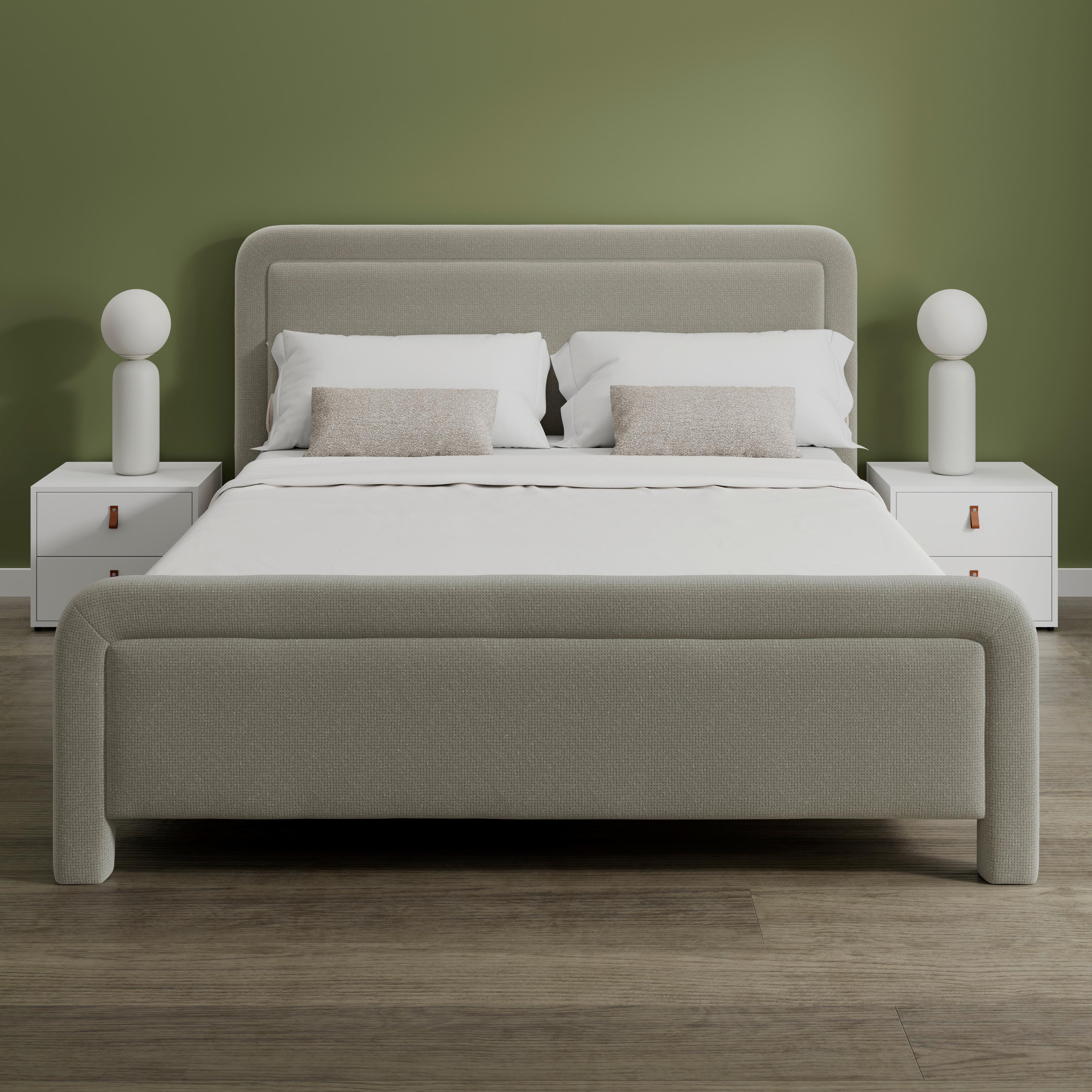 STOPPAD SÄNG XIRELIA - taupe/ekfärgad, Modern, metall/trä (160/200cm) - Bessagi Home