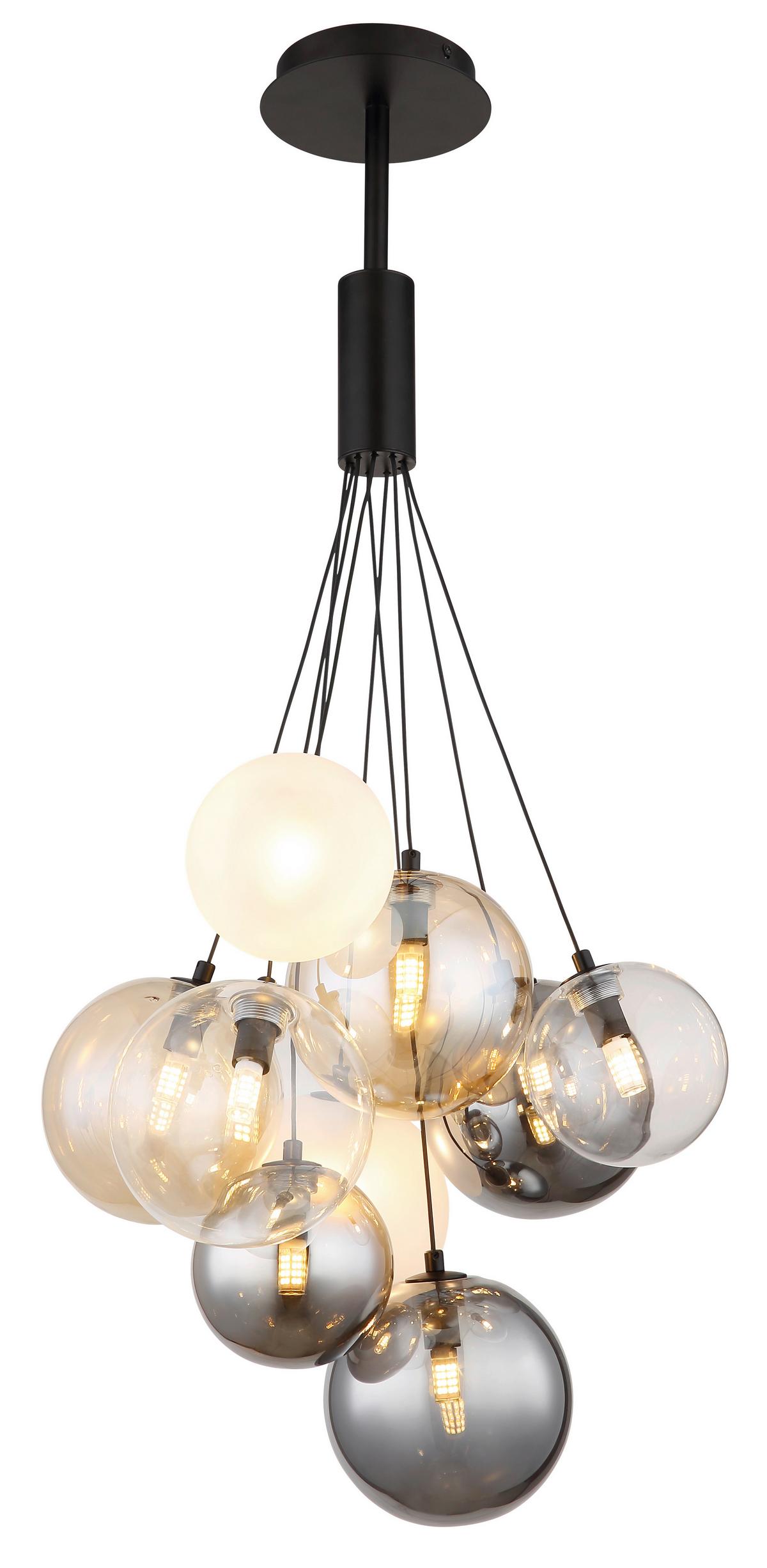 HÄNGELEUCHTE 56144-9H - Perlmutt/Schwarz, Design, Glas/Metall (45/90cm) - Globo