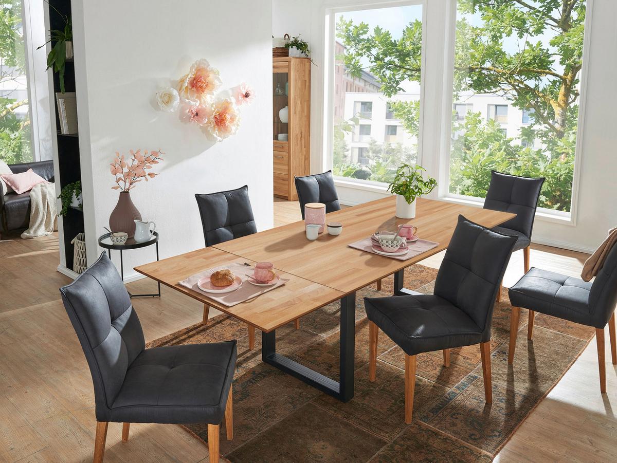 STÓŁ DO JADALNI TI-0594 - czarny/buk twardzielowy, Konventionell, metal/drewno (140/90/75cm) - Livetastic