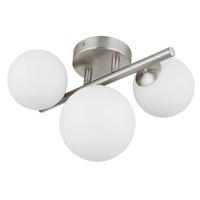 Stropna Led-svetilka Riha, S Sijalko - barve niklja/opal, Konvencionalno, kovina/steklo (28,5/23,5/20,5cm) - Globo
