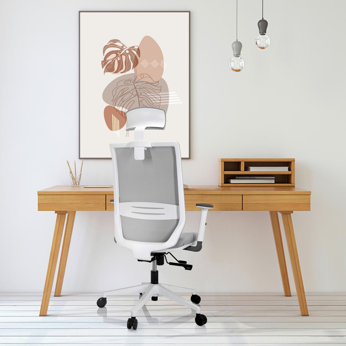 Pisarniški Stol Profondo Pro W, Siva - siva/bela, Basics, umetna masa/tekstil (70/117/62cm) - MID.YOU