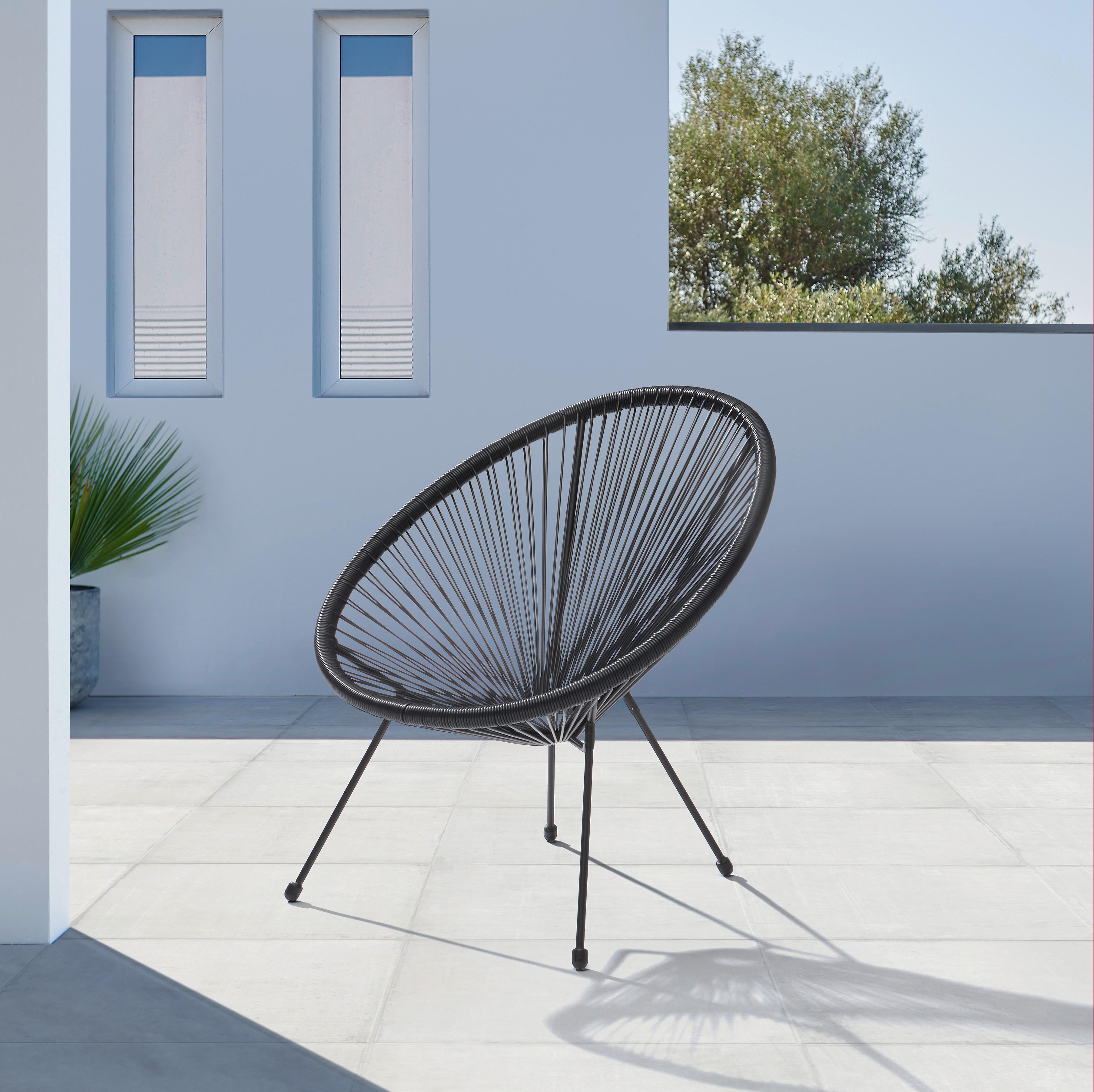 Garten-Relaxsessel Uno Schwarz - Schwarz, Modern, Kunststoff/Metall (71/82/81cm) - Mömax