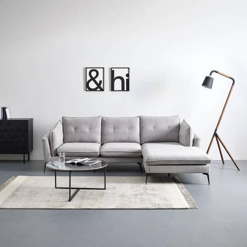 NAROŻNIK SANDRO - jasnoszary/czarny, Modern, metal/tkanina (258/86/82-160cm) - Bessagi Home