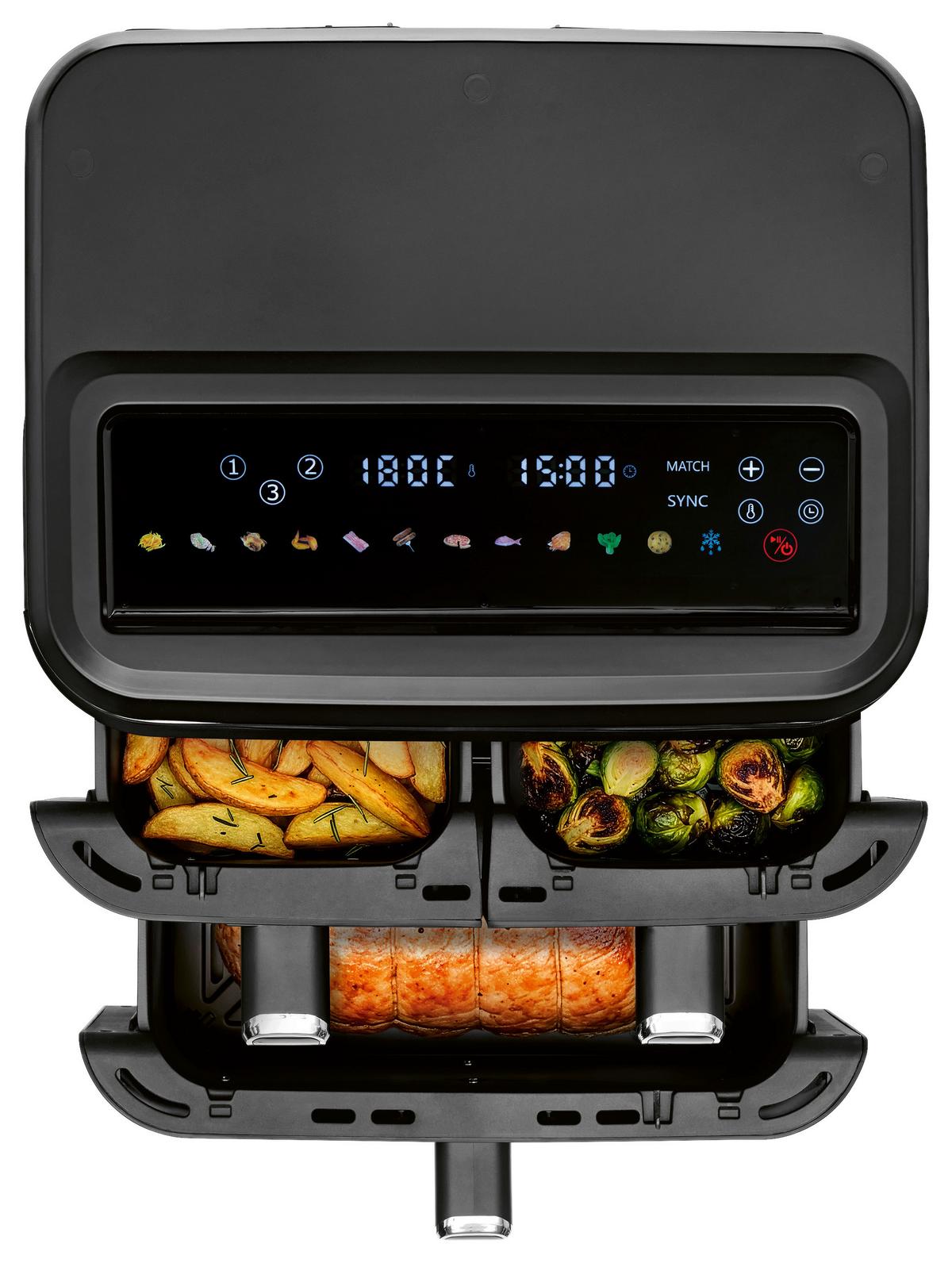 Heißluftfritteuse Gourmetmaxx Schwarz/Edelstahlfarben - Edelstahlfarben/Schwarz, MODERN, Kunststoff/Metall (37,7/37,5/43cm)