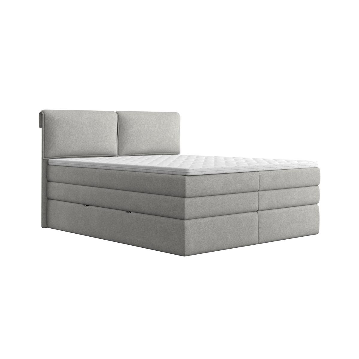 Postelja Boxspring Mosamo, 180x200, Svetlo Siva - črna/svetlo siva, Moderno, umetna masa/tekstil (180/200cm) - Bessagi Home