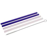 Trinkhalm Friendly Multicolor 5-teilig - Blau/Klar, Glas (20cm) - Fackelmann