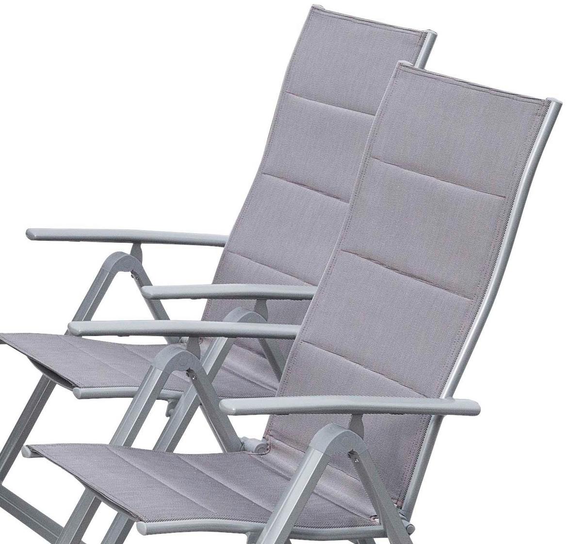 Gartengarnitur 5-tlg. Taviano Metall/Textil/Glas - Silberfarben/Braun, ROMANTIK / LANDHAUS, Glas/Textil - Gardenson
