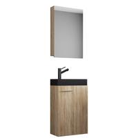 Kopalnica Za Goste Slito, Hrast Sonoma, 3-Delno - srebrne barve/črna, Moderno, umetna masa/steklo (41cm) - MID.YOU