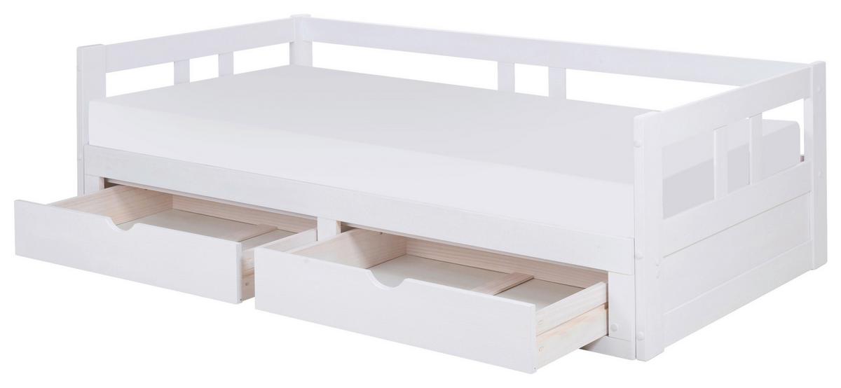Raztegljiva Postelja Livio, Bela, 90-180x200 - bela/naravne barve, Romantika, kovina/umetna masa (90/200cm) - MID.YOU