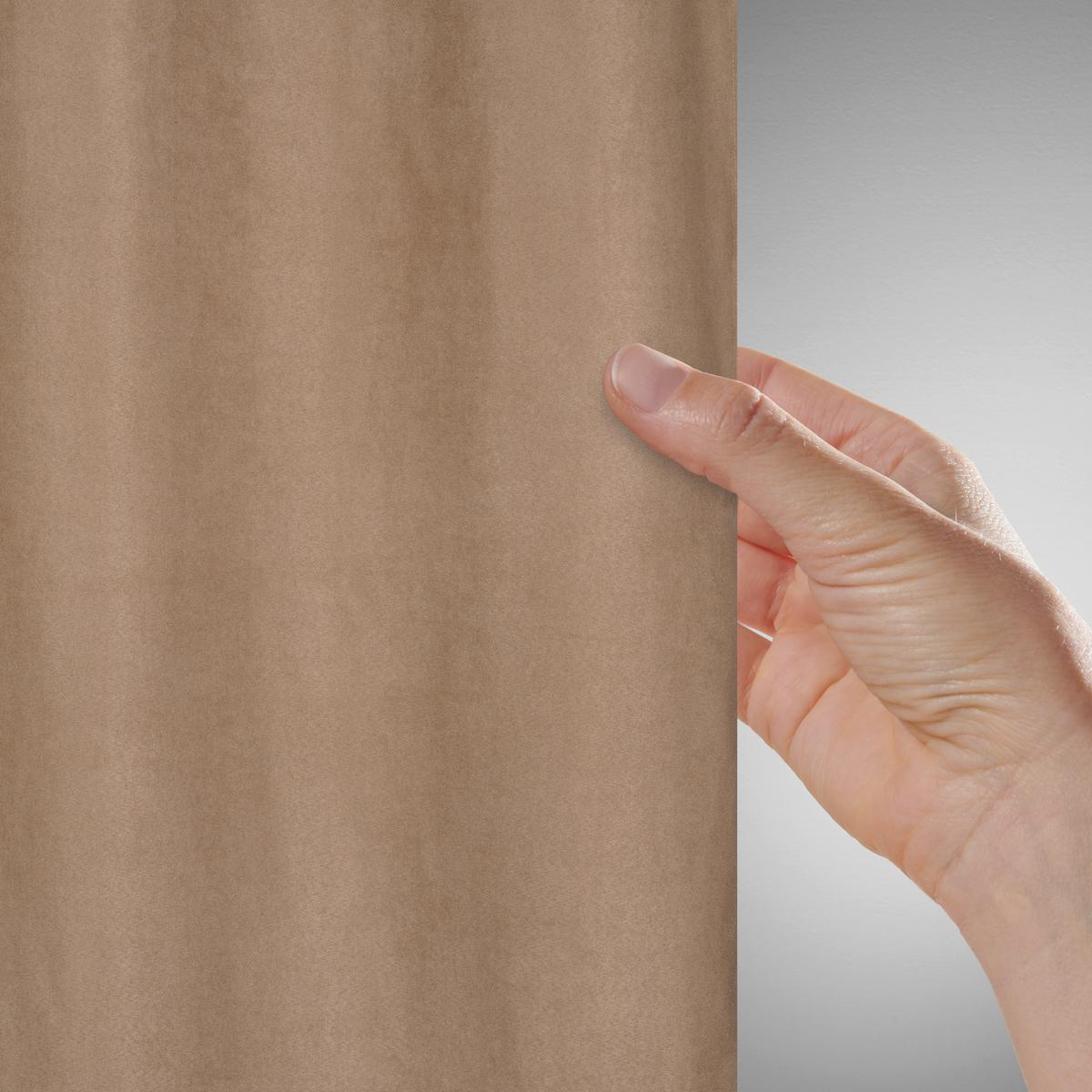 Ösenvorhang Velours ca. 140x245cm - Hellbraun, KONVENTIONELL, Textil (140/245cm) - Modern Living