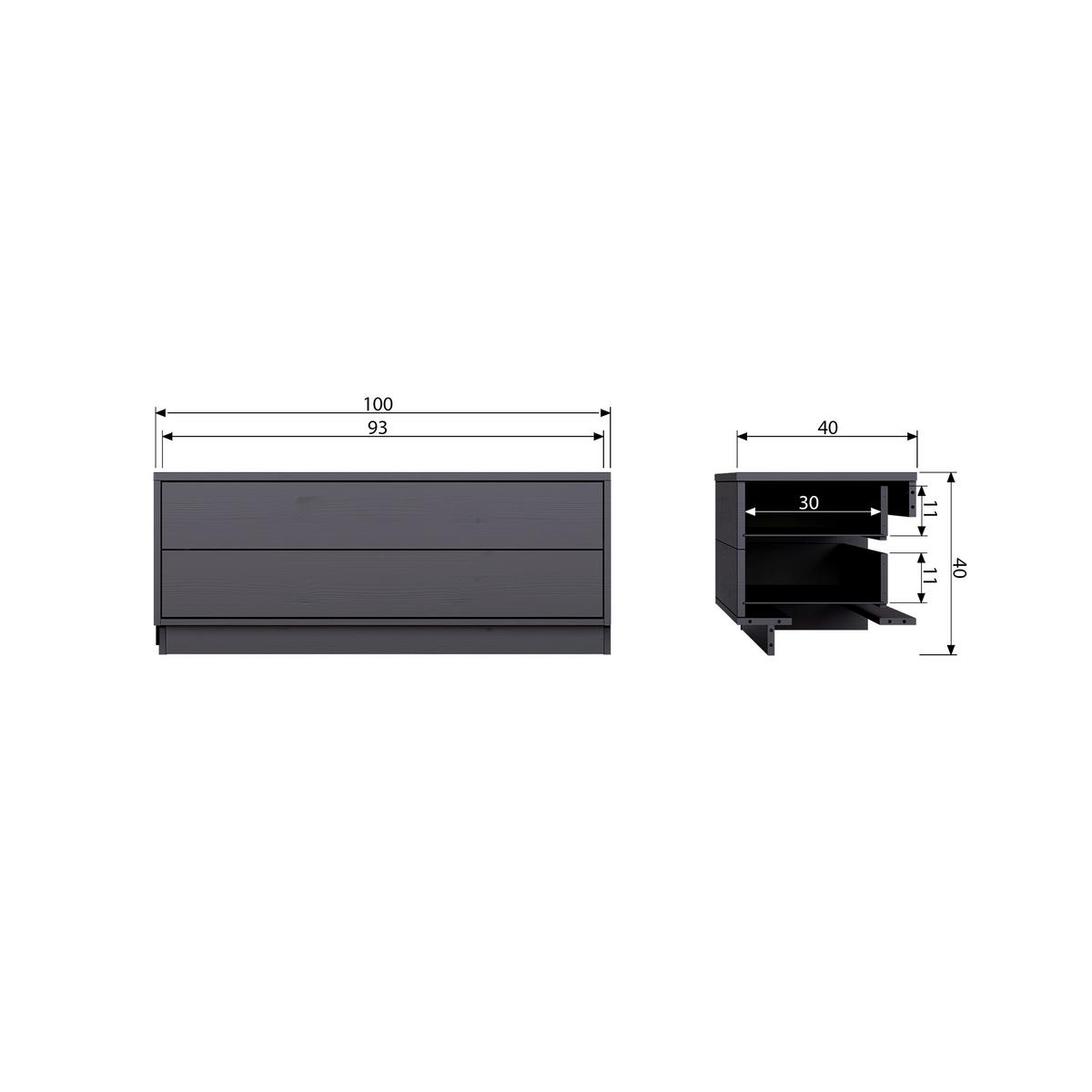 Lowboard Finca Schwarz - Schwarz, Design, Holz (100/40/40cm) - Livetastic