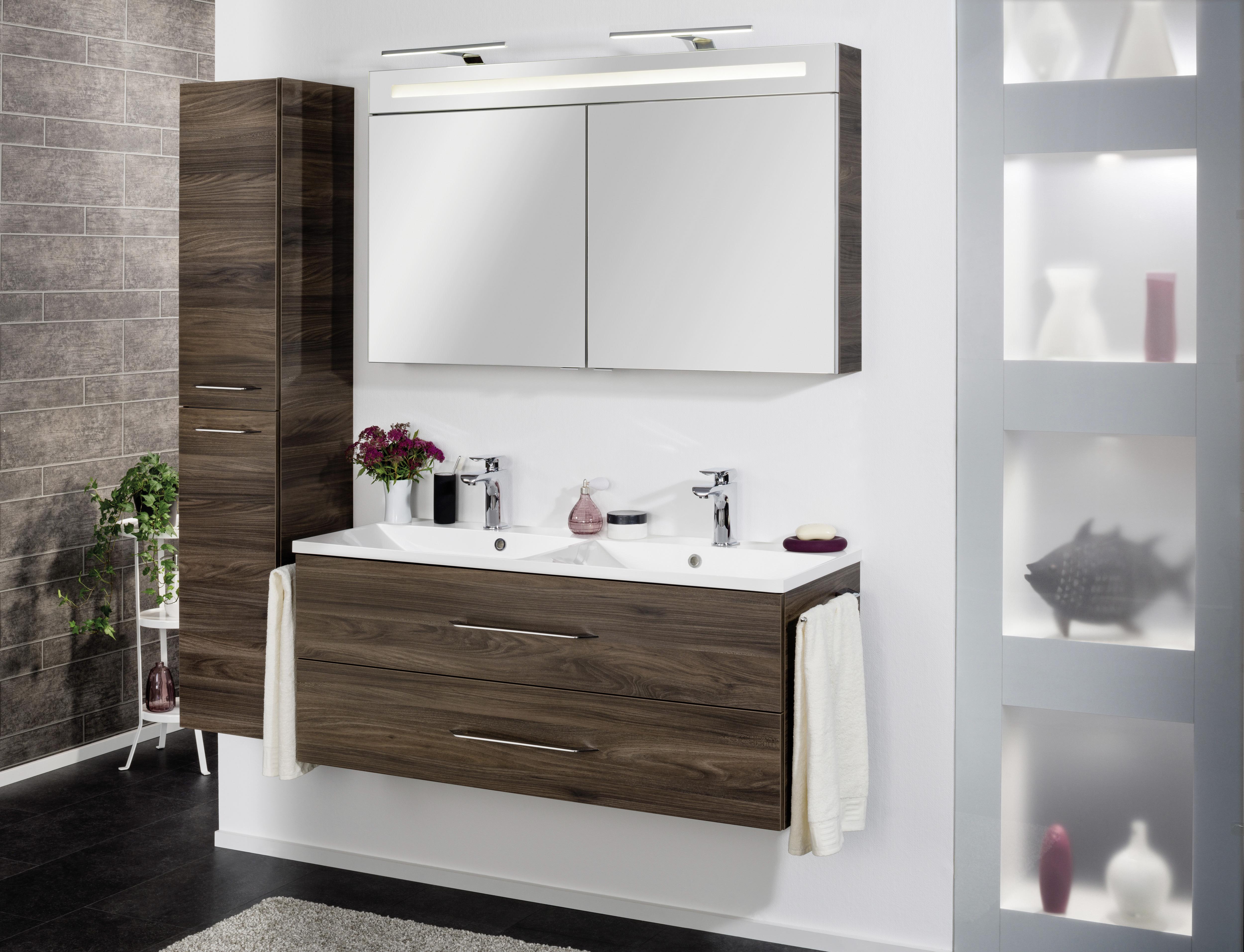 Waschtischkombi 120 cm Weiß mit Gussmarmorbecken