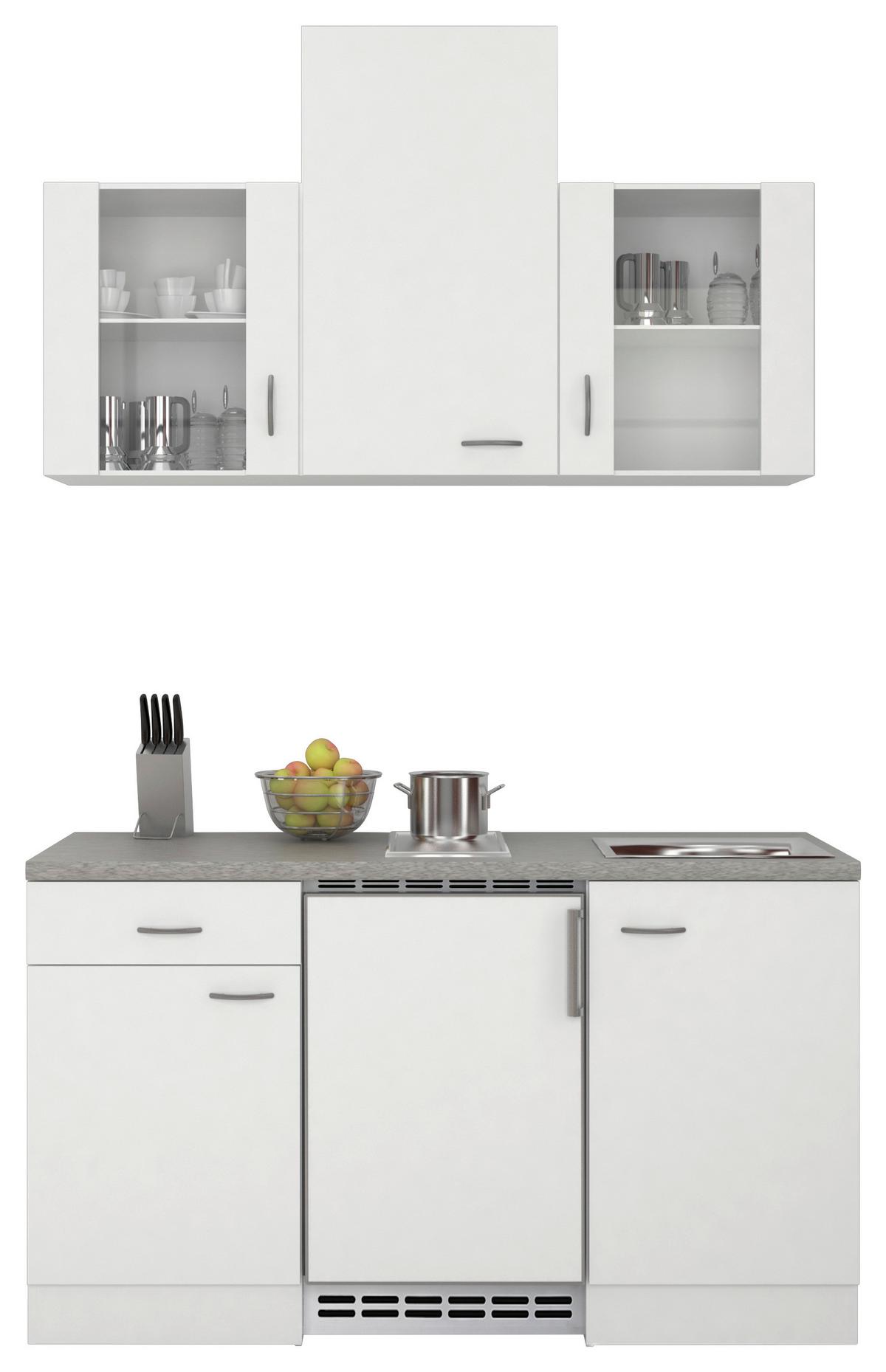 Majhna Kuhinja Z Aparati Wito, Bela - barve nerjavečega jekla/bela, Moderno, umetna masa/steklo (150,5cm) - FlexWell