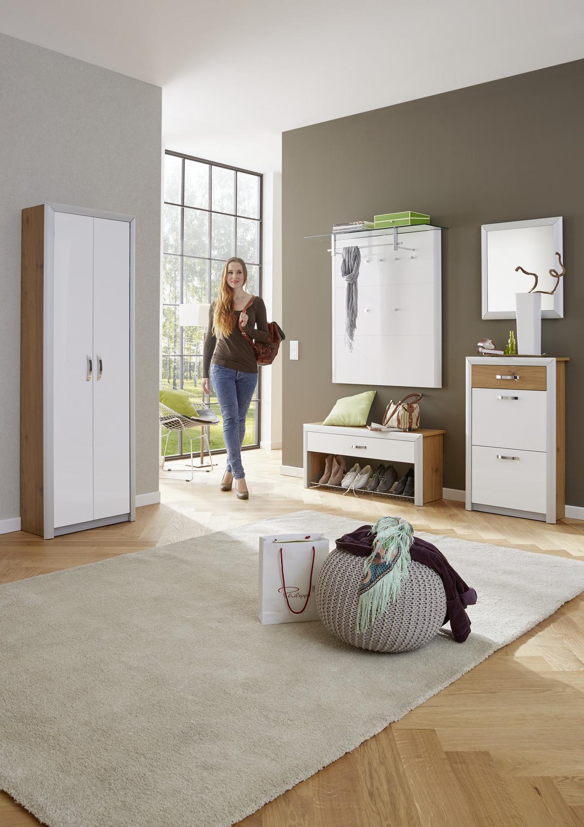 LUSTRO ŚCIENNE CASTEL - kolor aluminiowy, Design, metal/szkło (59/67/5cm) - Dieter Knoll