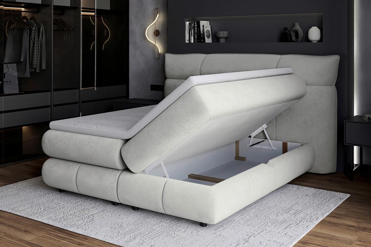 Boxspring Krevet Caramelo - crna/krem, Trend, tekstil/plastika (140/200cm) - Premium Living