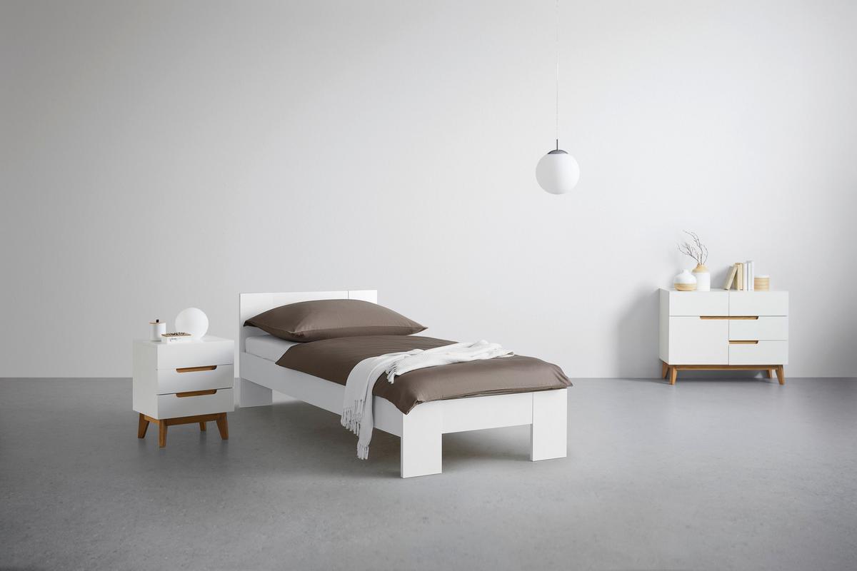 Bett Madrid Weiss ca. 90x200cm - Weiss, Modern, Holzwerkstoff (90/200cm) - Mömax
