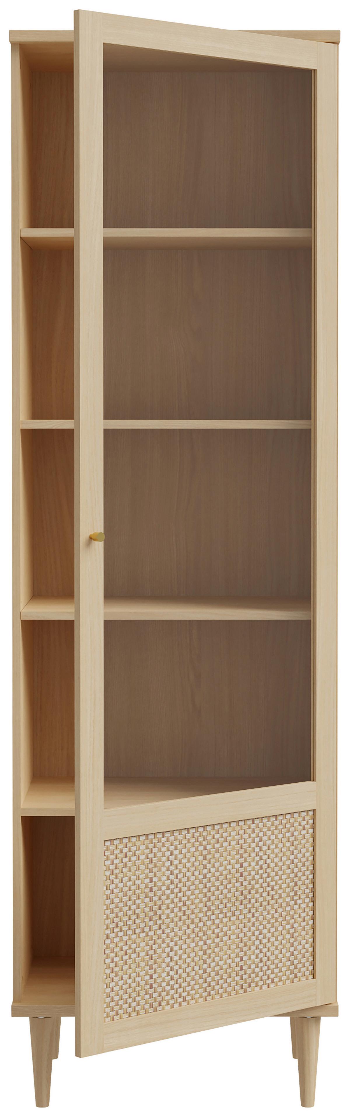 Vitrine Calasetta Eichefarben/Beige - Eichefarben/Beige, Natur, Glas/Holzwerkstoff (60,4/198,5/41,4cm) - Premium Living