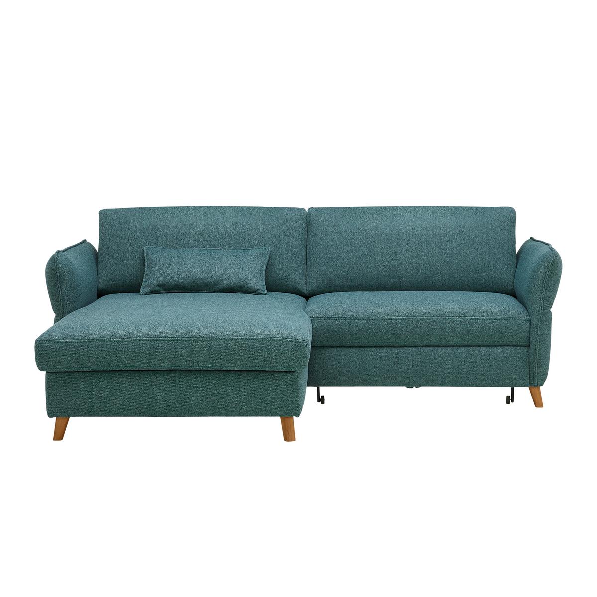 Ecksofa Leaf Grün - Eiche dunkel/Beige, MODERN, Holz (160/85/238cm) - ecoTree