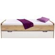Pat Maxi - alb/culoare lemn stejar, Konventionell, compozit lemnos (207/58/95cm) Pat Maxi - alb/culoare lemn stejar, Konventionell, compozit lemnos (207/58/95cm)