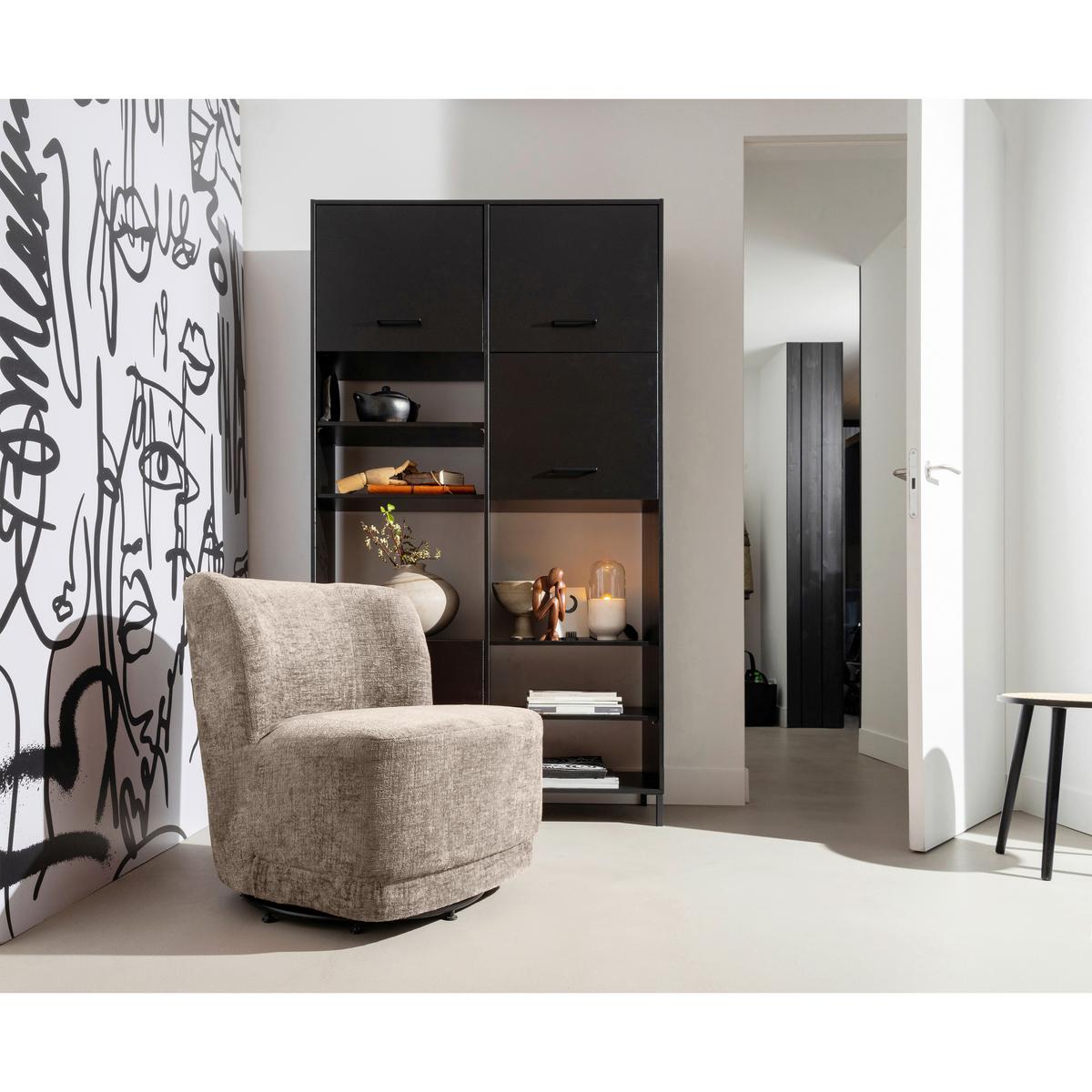 Cocktailsessel Atty Sandfarben - Sandfarben/Schwarz, Design, Kunststoff/Textil (74/75/65cm) - Livetastic