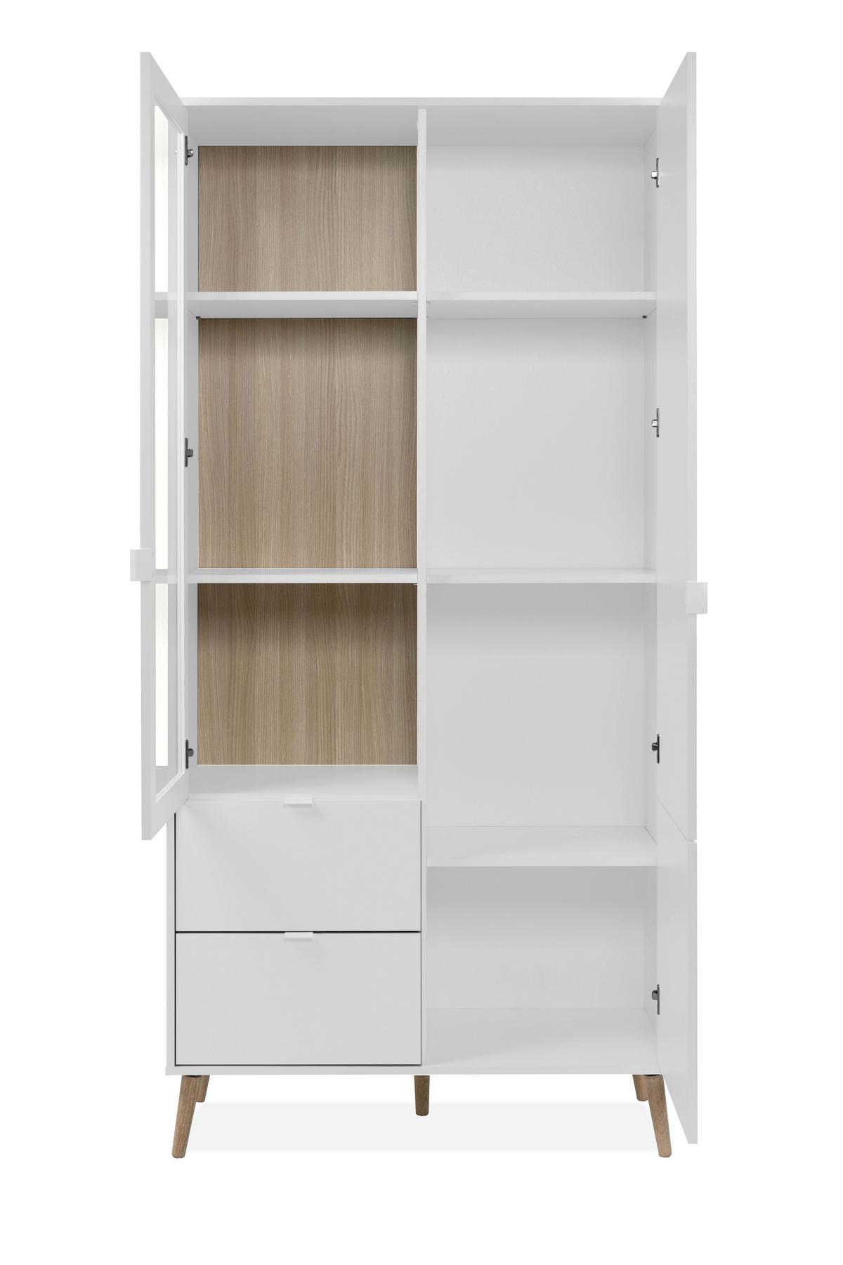 WITRYNA SOMA 52A VITRINE - kolor dębowy/biały, Design, materiał drewnopochodny/tworzywo sztuczne (92/190/40cm) - MID.YOU
