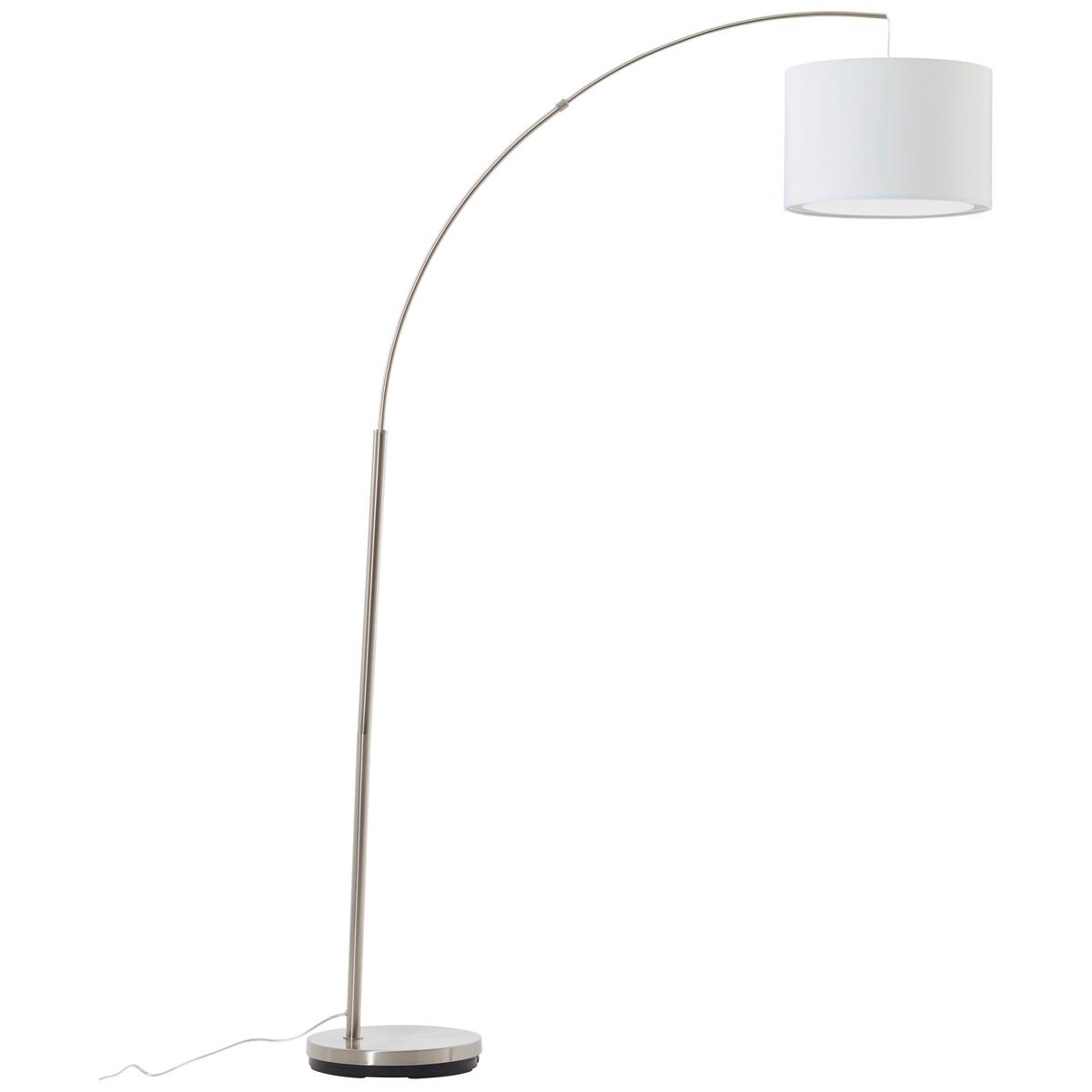 Bogenleuchte Clarie max. 60 Watt - Silberfarben/Weiß, Design, Textil/Metall (36/180cm)