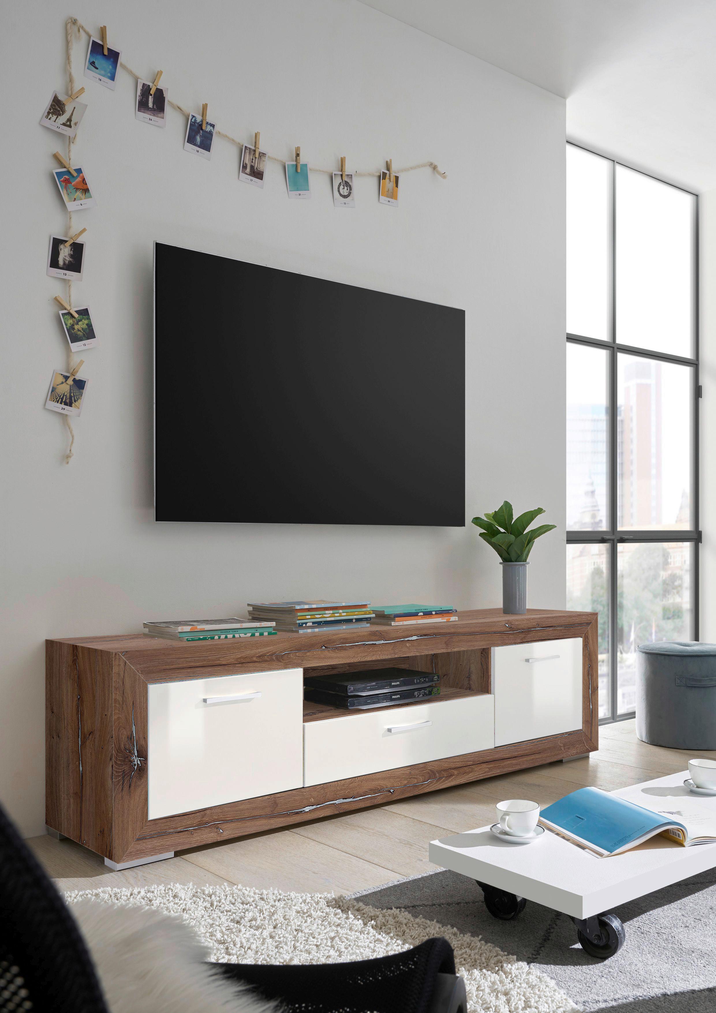 Tv Komoda Neapel - tamno smeđa/srebrne boje, Konvencionalno, drvni materijal/plastika (180/50/46cm) - Mömax