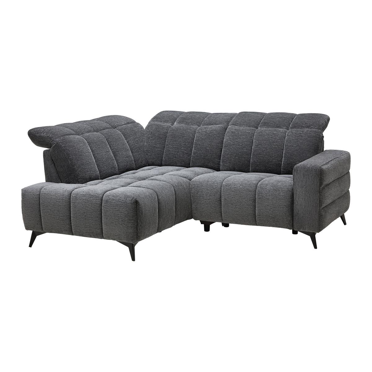 Wohnlandschaft Paris Dunkelgrau ca. 215x85x182cm - Dunkelgrau/Schwarz, KONVENTIONELL, Holz/Textil (215/85/182cm) - Mömax