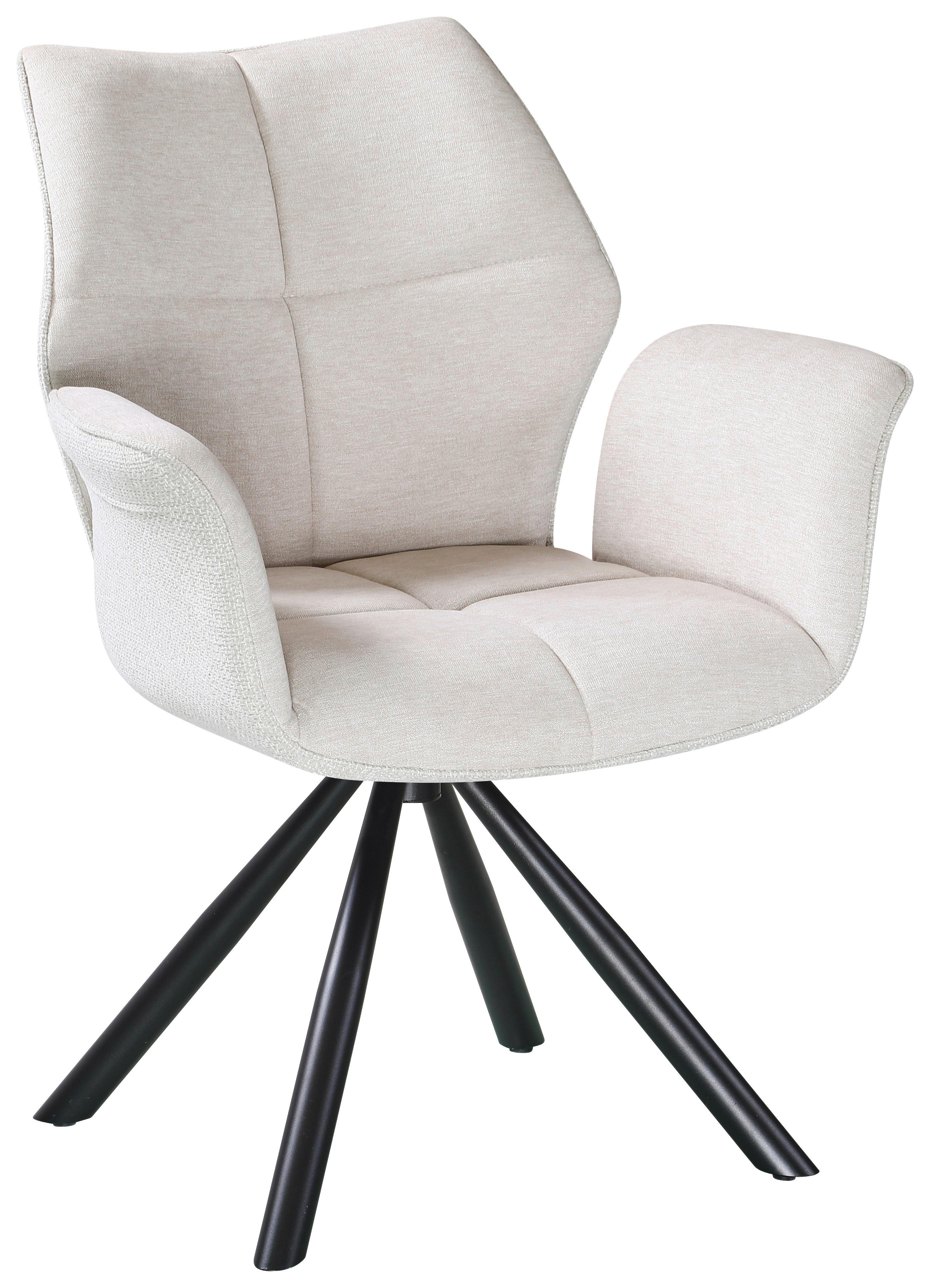 STOL MED ARMSTÖD ANTONIA - beige/svart, Modern, metall/textil (45/88/62cm) - Mömax