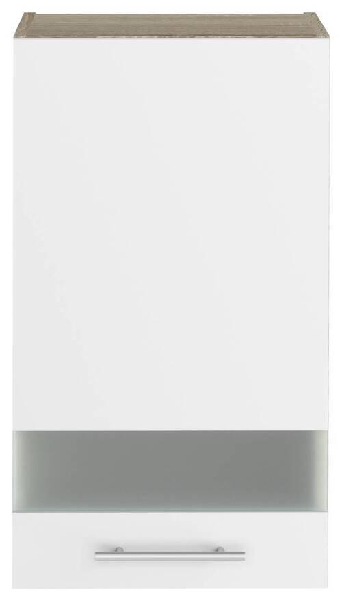 Konyhai Faliszekrény Corina - Sonoma tölgy/alumínium színű, Modern, műanyag/Üveg (40/72,4/34,6cm)