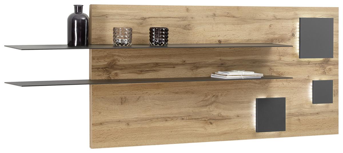 Wandpaneel in Eiche-/Schieferfarben - Schieferfarben/Eichefarben, MODERN, Holzwerkstoff (194/70/22cm) - Premium Living