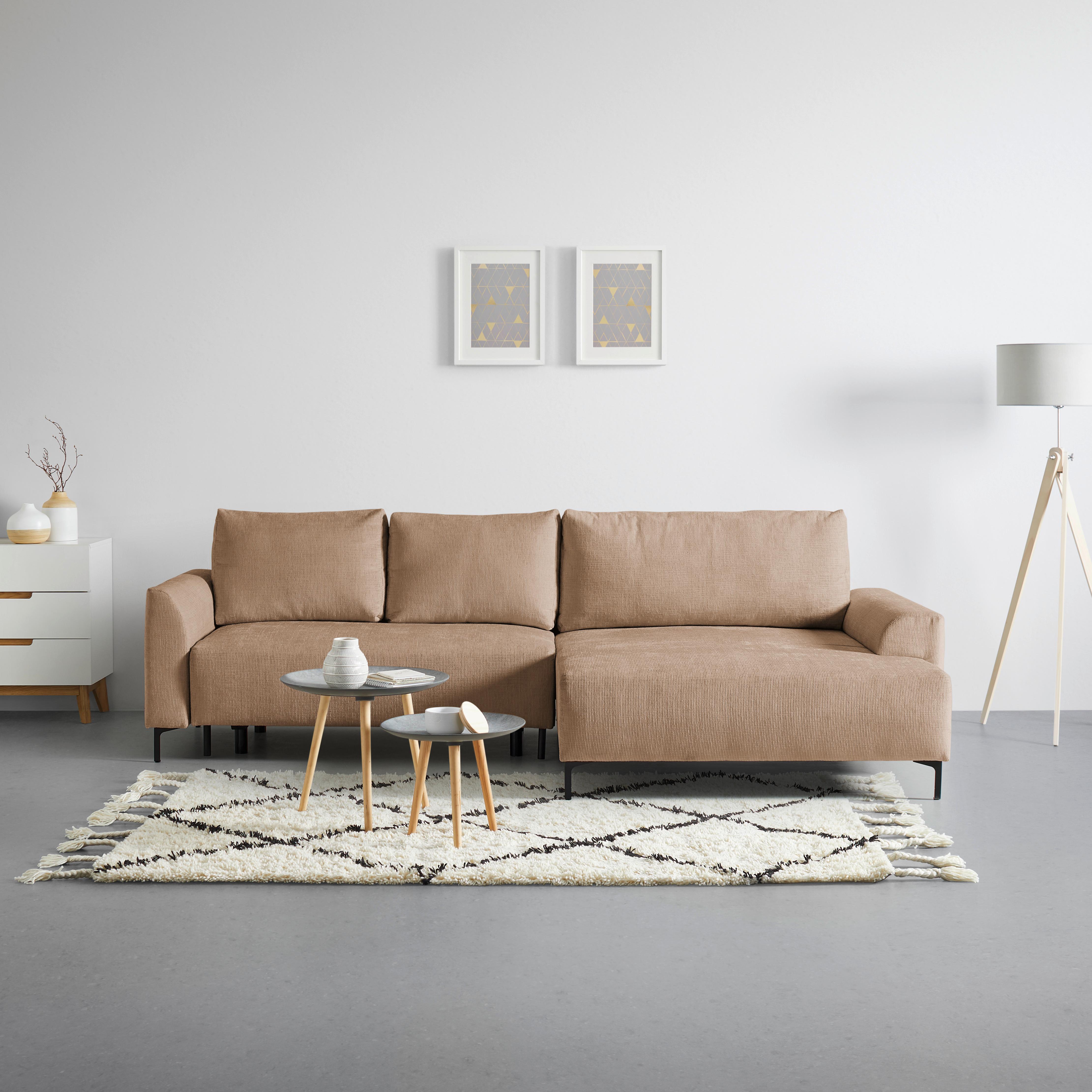 Ecksofa Integra Sandfarben - Sandfarben/Schwarz, Textil/Metall (294/81-93/170cm) - Mömax
